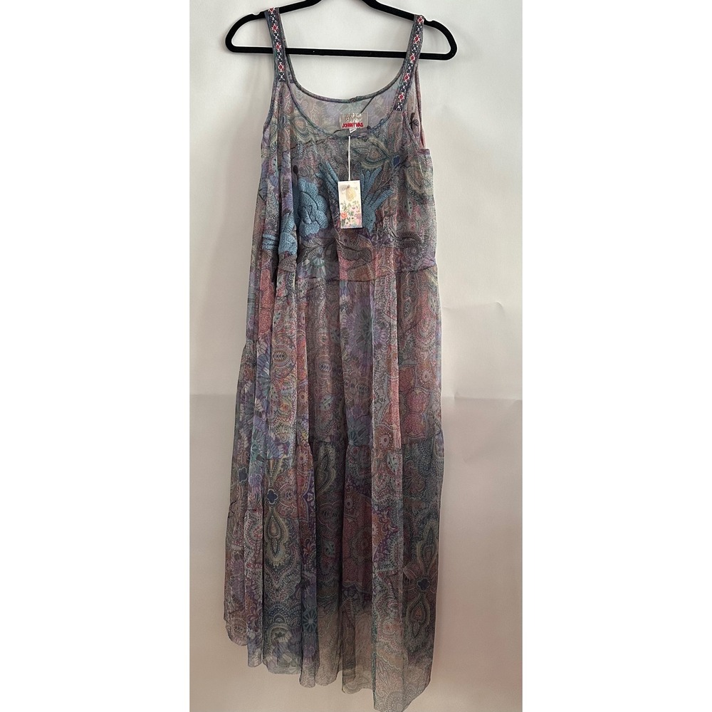 Johnny Was Biya Matisse Mesh Dress Multi Paisley Embroidered NWT - missing slip